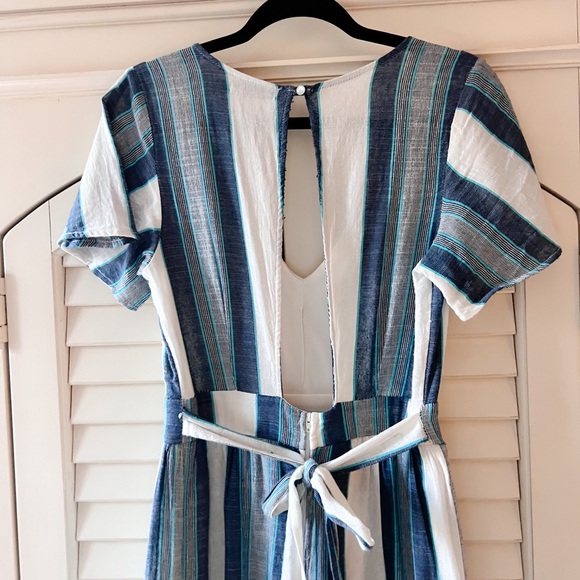 Crystal Sky Medium Blue & White Striped Romper - Picture 3 of 14